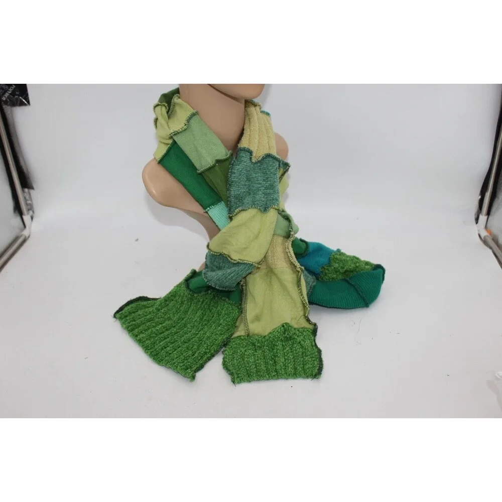 Scarf Upcycled Green Teal Sweaters Winter Scarf Soft Warm 8' Long Handmade